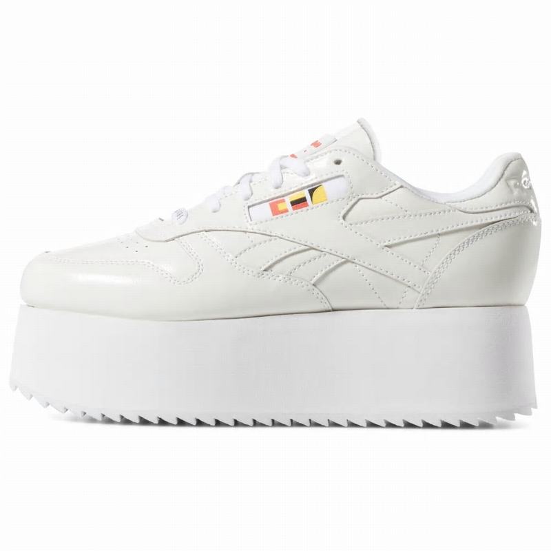 Tenisi Reebok Classic Leather Triple Platform X Gigi Hadid Dama Albi/Rosii/Negrii Romania AM3265NF